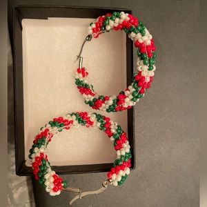 Handmade Christmas earrings, one of a kind.